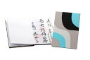 御朱印帳 サイン帳 蛇腹 送料無料 モダンな柄 専用袋もあり 白色に水色