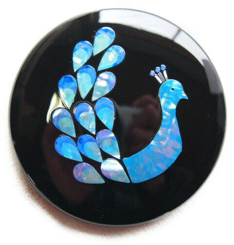 手鏡 ミニ ミラー コンパクト 螺鈿装飾 伝統工芸 高岡漆器 日本製 平安手鏡 孔雀