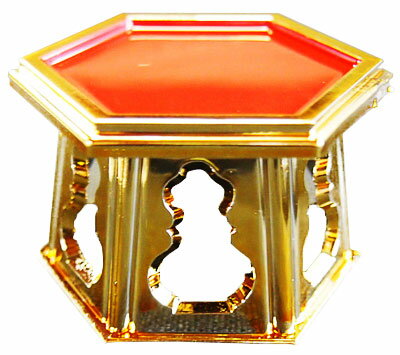 六角 仏器台 仏飯器台 プラスチック 3個セット大サイズ(高5.2×8cm) 金色