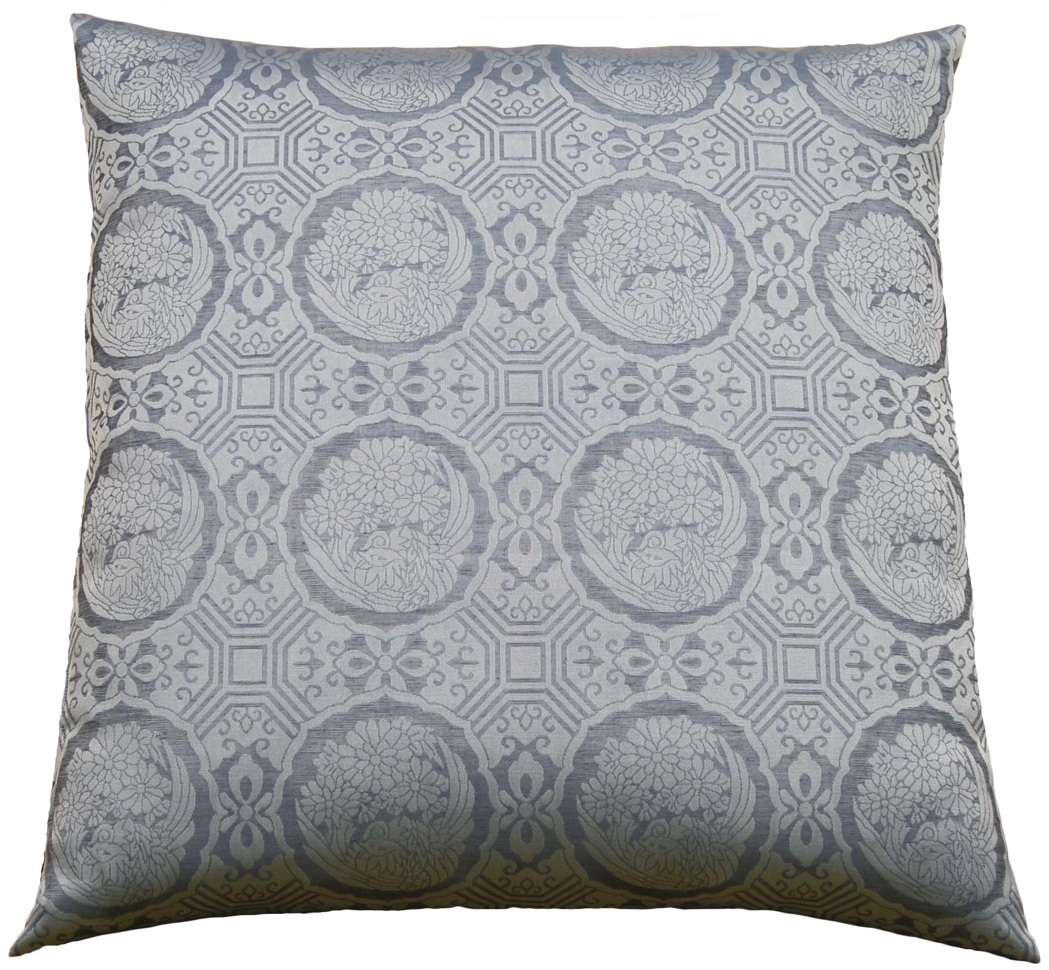 夏用 座布団カバー 丸花柄 麻混布 (法要 法事 仏前 仏壇 和室 お寺さん用) 日本製 022 銘仙判 55×59センチ