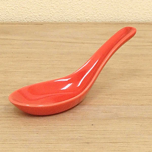 レンゲ スプーン 陶器 13cm 赤