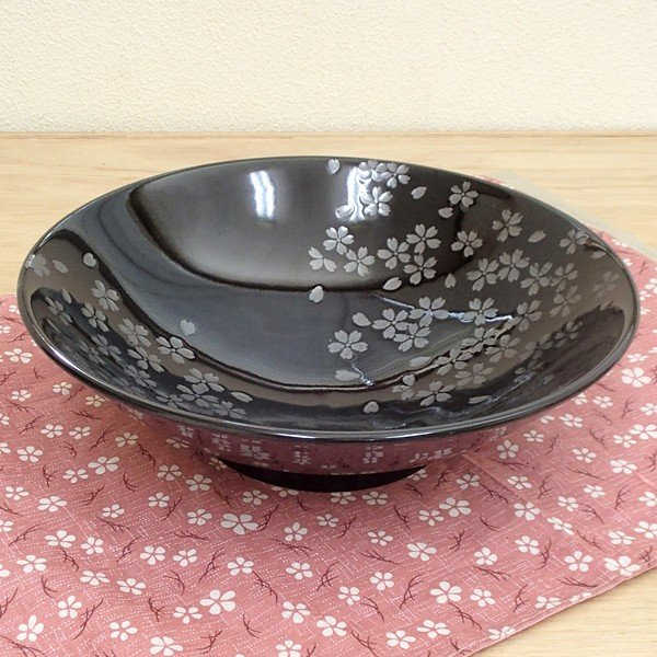 和食器 大鉢 25cm鉢 銀彩桜【箱入】美濃焼 和食器 煮物 大鉢 食器 陶器 黒い食器 器 深皿