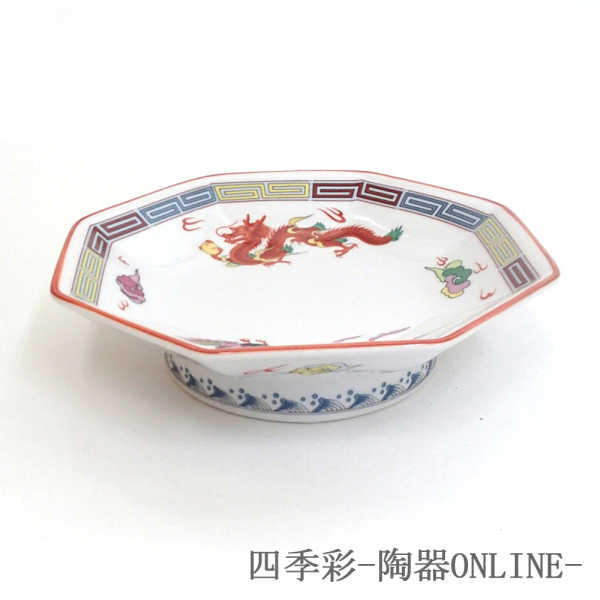 八角皿 高台チャーハン皿 18cm 三色雷紋お皿 八角皿 チャーハン皿 炒飯皿 しゅうまい皿 おしゃれ かわいい 美濃焼 中華食器 業務用のサムネイル
