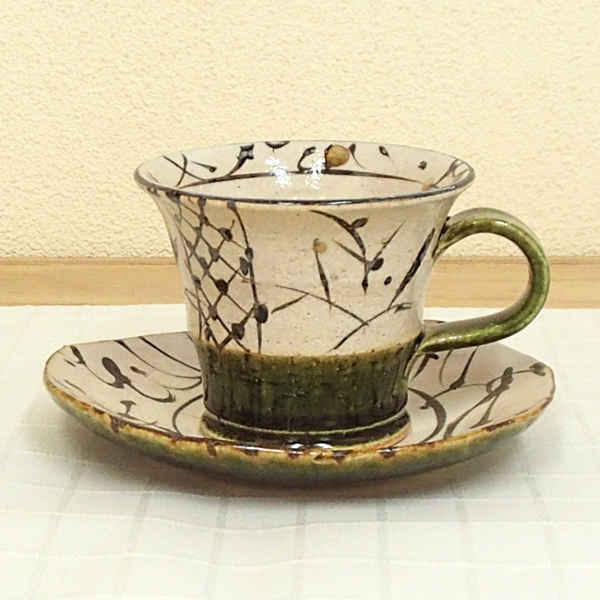 コーヒーカップソーサー 織部芦コーヒーカップ 陶器 和風 業務用 美濃焼 通販