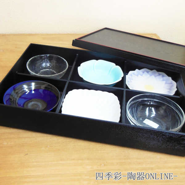 松花堂 弁当箱 6つ仕切り皿 風セットのサムネイル