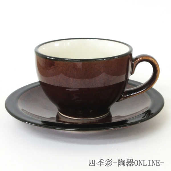 コーヒーカップソーサー ブラックラスト ブラウンコーヒーカップ ソーサー セット 陶器 カフェ食器 美濃焼 業務用