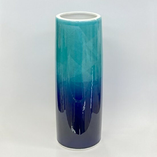 オーシャンブルー九谷銀彩6号 寸胴九谷焼花瓶