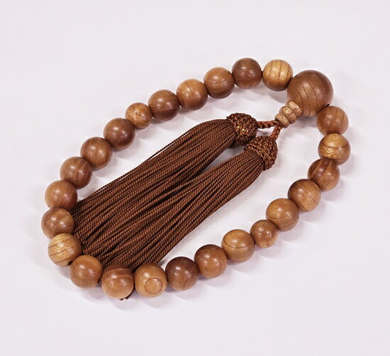 ・(19)欅 素挽 22玉 人絹頭房 男性用片手念珠