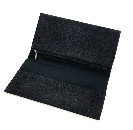 念珠袋・数珠袋　【チャック付き 念珠・経本入れ】 ブラック ※クリックポスト対応可