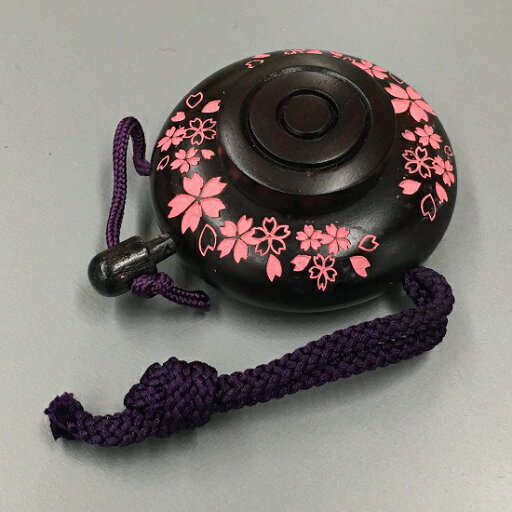 塗香入れ 小 黒檀桜柄 レーザー加工:ピンク 塗香入れ 小 黒檀桜柄 レーザー加工:ピンク