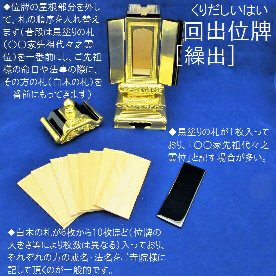 回出位牌 金箔 前金二重回出位牌 3.5寸