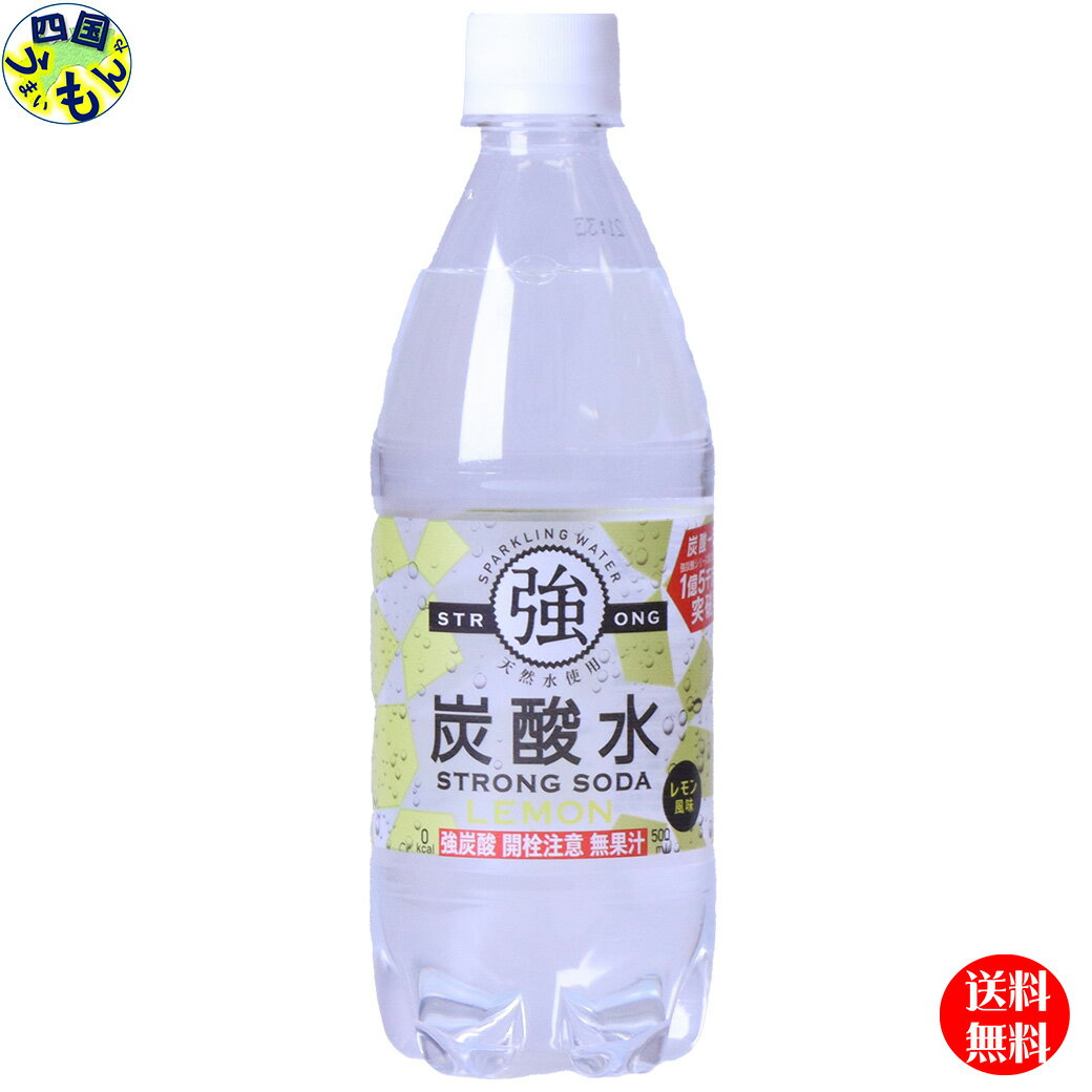 【送料無料】【地域限定】友桝飲料 強炭酸水 レモン　500mlペットボトル×24本入本1ケース