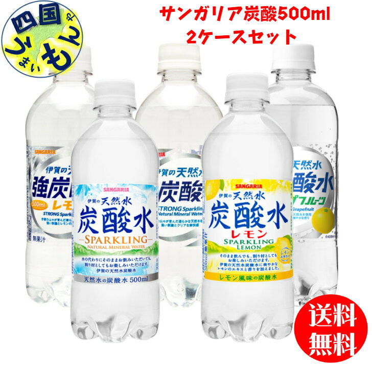 選べる2ケース！ サンガリア　伊賀の天然水強炭酸水/ 強炭酸水レモン/ 炭酸水 /炭酸水レモン/ 500mlペットボトル×48本