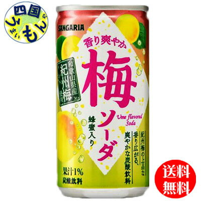 【送料無料】 サンガリア 香り爽やか梅ソーダ 190g缶 30本入 1ケース