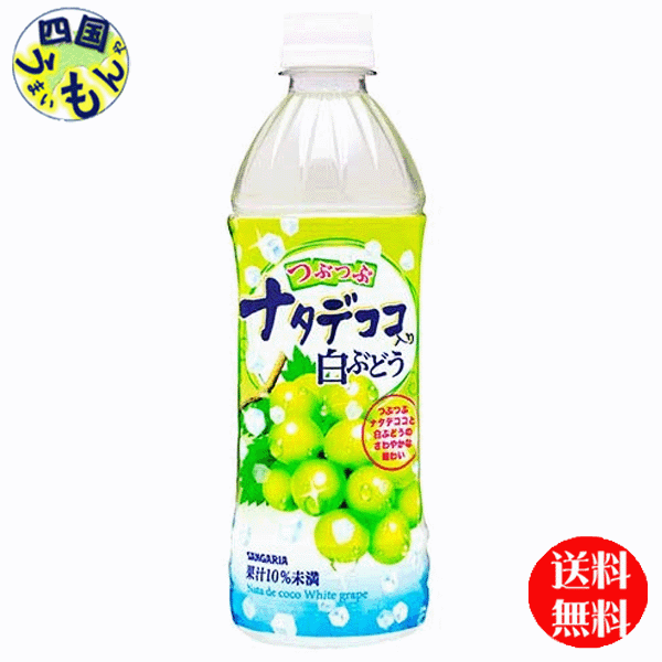 【送料無料】 サンガリア つぶつぶナタデココ入り 白ぶどう 500mlペットボトル×24本入1ケース 24本