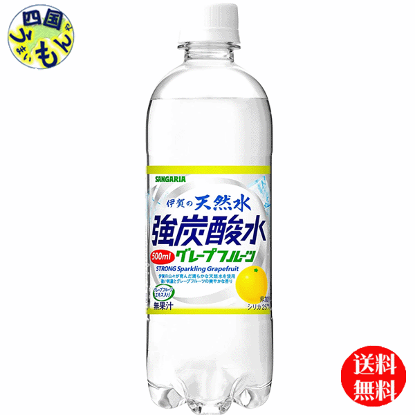 【OUTLET品】サンガリア 伊賀の天然水 強炭酸水 グレープフルーツ GF 500mlペット×24本 1ケース 24本【賞味期限：2024年12月25日】のサムネイル