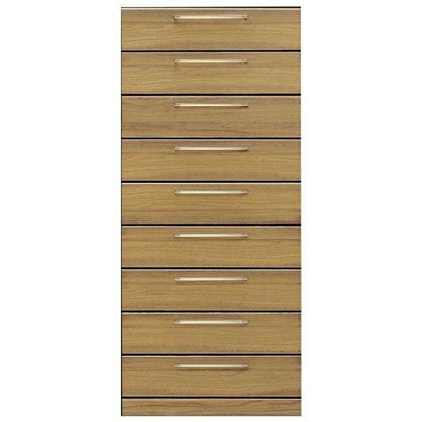 チェスト おしゃれ 収納 ハイチェスト 幅80cm タワーチェスト ナット 80 ナチュラル/取手GD 奥行42cmタイプ(配送員設置)