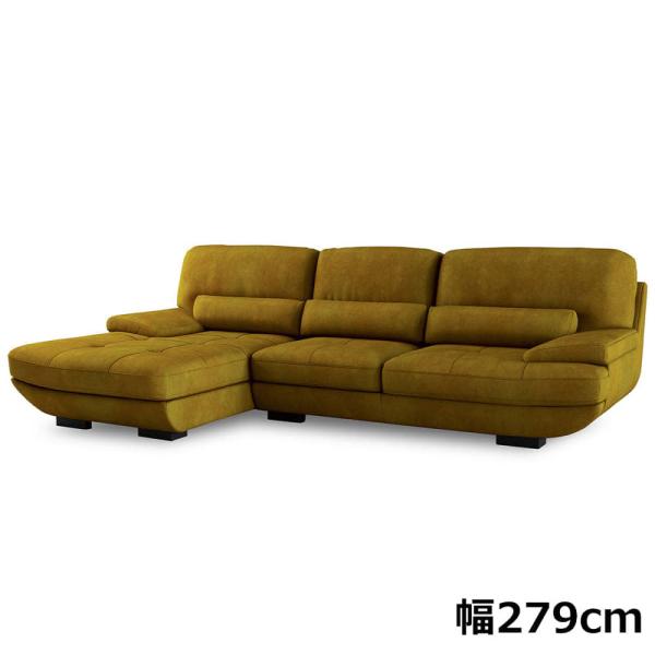 【レザーテックス】　シェーズロングソファ　トレビソ　右シェーズ　(オリーブガーデン)　（配送員設置）