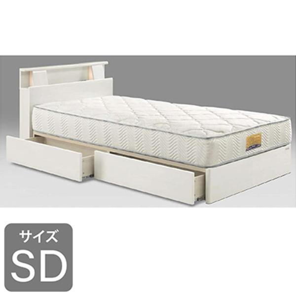 セミダブルフレーム　ミラーノ　Lキャビ　引付　WH　ホワイト　※マットレス別売※ (配送員設置)