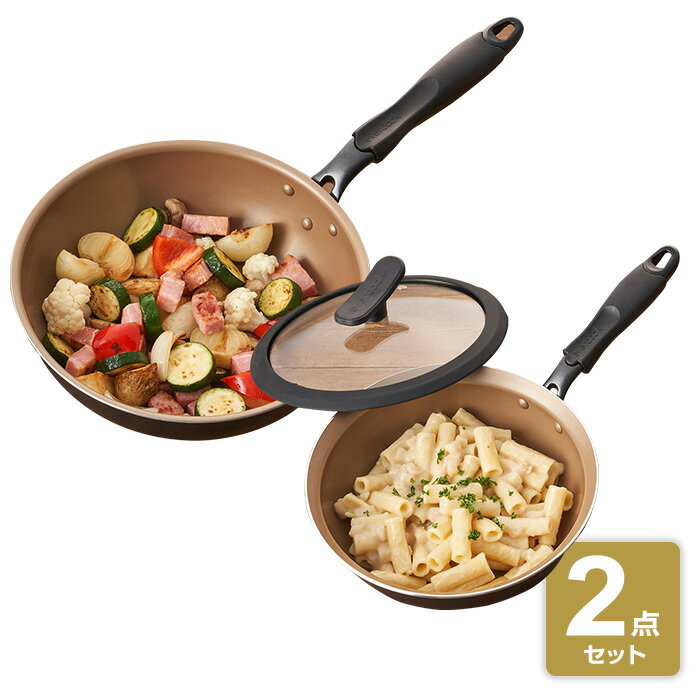 【送料無料】エバークック　フライパン2点セット（蓋付き深型22cm・26cm)　IH対応　ガス火　evercook　ブラック　黒　ドウシシャ　1年保証【あす楽】のサムネイル
