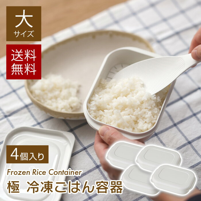 【大・4個入り】マーナ 極　冷凍ごはん容器　大　（2個入り×2）K784W　ごはん冷凍保存容器のサムネイル