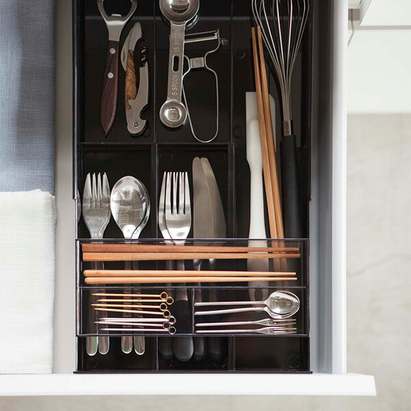 伸縮＆スライド カトラリートレー タワー ホワイト ブラック 3382 3383 山崎実業 【YZ】【●】【リスト済】【241021済】