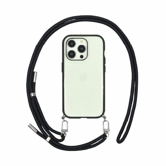 FIT IIIIfit Loop iPhone15 Pro対応ケース ストラップ付き ショルダー シンプル 無地 透明 携帯ケース スマホケース カバー IFT-160BK (ブラック) 送料無料