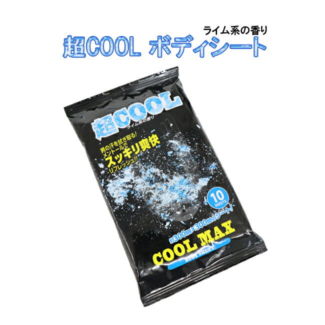 2セット 超COOL ボディシート クールマックス 300×300mm 10枚入X2個 20枚 大判 汗拭きシート ライム系の香り メントール 制汗シート 送料無料