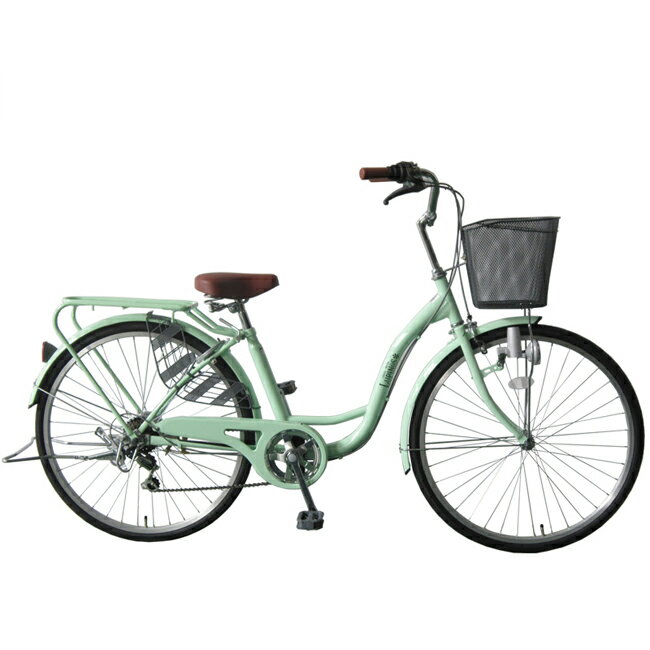 Lupinus ルピナス LP-266SD 組立済み 26インチ 軽快車 ママチャリ自転車 ダイナモライト シマノ製6段変速機搭載 後輪鍵 メッシュカゴ装備 通勤 通学 自転車