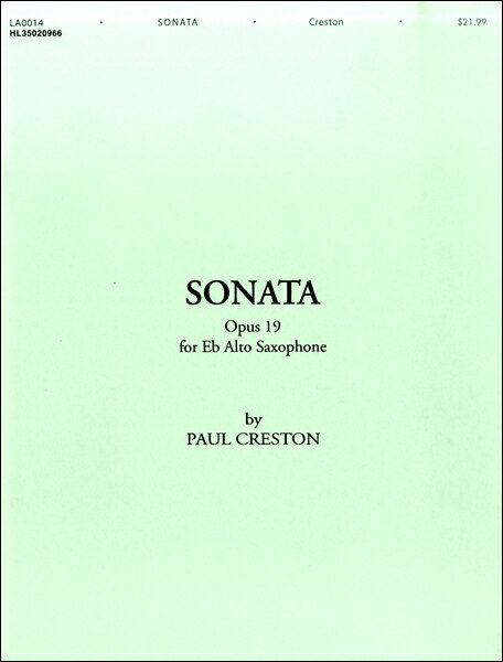 楽譜 輸入Sonata (for E♭ Alto Saxophone Op.19)／サクソフォン ソナタ 作品19（A.Sax.ソロ）CD付 ／ ウィンズスコア
