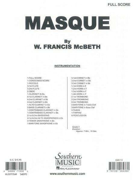 楽譜 MUNS8024 輸入 マスク フランシス・マクベス スコアのみ 【Masque】 ／ ミュージックエイト
