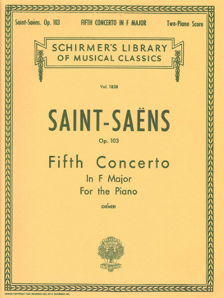 楽譜 輸入 ピアノ協奏曲 第5番 ヘ長調 （2P4H スコア） Piano Concerto No. 5 in F Major Op. 103 /Camille Sain ／ (株)テーヌ商会