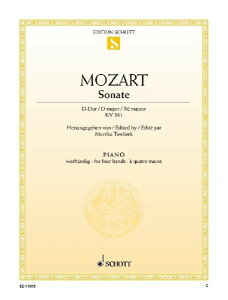 楽譜 輸入 四手のためのピアノ・ソナタ ニ長調 KV 381 Sonata in D Major KV 381 (1P4H) /Wolfgang Amadeus Moza / (株)テーヌ商会