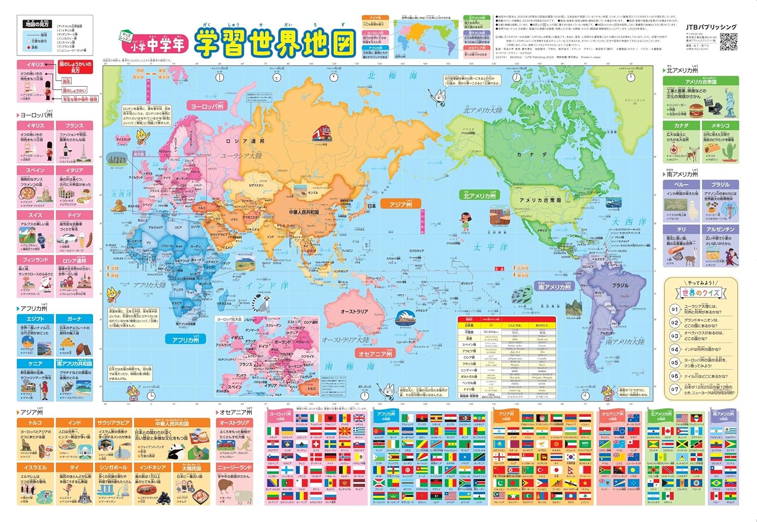 小学中学年 学習世界地図 ／ ジェイティービー