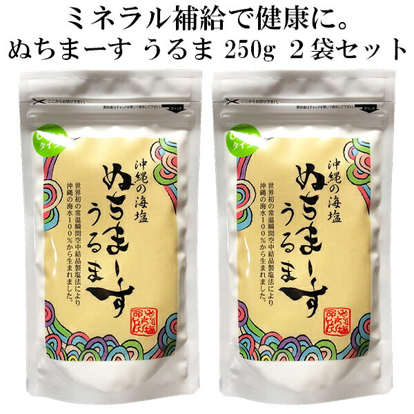 ぬちまーす うるま 塩 250g 2袋セット 沖縄の海塩 ぬちマース しっとり メール便 送料無料 熱中症対策 むくまない塩