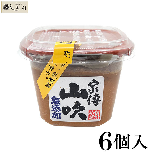 【全品P2倍｜2個購入で2%OFF】「家傳山吹味噌(無添加)500g×6個」 家傅 山吹 みそ 味噌汁 信州 無添加 1ケース 業務用 送料無料