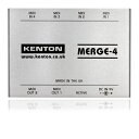 イメージギャラリー 　※画像をクリックで拡大表示KENTON Electronics MERGE-4 (マージ フォー)は入力された最大4系統のMIDI信号を1つにまとめて2系統出力するMIDIマージボックスです。【特徴】●各MIDI IN端子にはそれぞれ独立したドライバー回路とノイズを除去し正確な信号の伝達を実現する補正回路を搭載した信頼性の高い回路設計になっています。● MIDIクロック、MIDIアクティブセンス、SysExデータの混在によるトラブルを回避するマスター機能を装備しています。●本体は美しいヘアライン仕上げの頑丈なアルミ筐体を採用。電源はACアダプターを使用するので面倒な電池切れの心配が無く、安定した動作を約束します。●電源を入れると本体背面のActive LEDが点灯、MIDI信号を受けるとLEDが点滅します。【仕様】●接続端子：MIDI IN × 4MIDI OUT × 2DC IN 9V●外形寸法: 110 × 80 × 35 mm(ノブ、ゴム足、突起含)●重量: 152g (AC アダプター含まず)JANコード：4582348923693