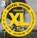 D 039 Addario EXL125/3D 9-46 スーパーライトトップレギュラーボトム 3セット ダダリオ エレキギター弦 お買い得な3パック