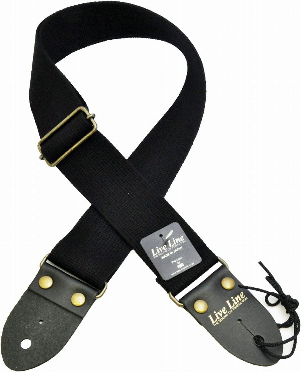 Live Line LS1800CBK ギターストラップ ブラック コットン 日本製 ハンドメイド ライブライン
