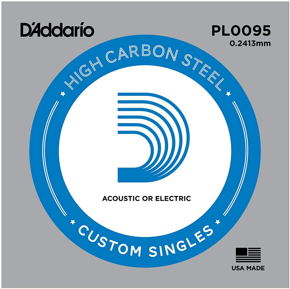 D'Addario PL0095 アコギ／エレキギター兼用弦 Plain Steel 0095 【バラ弦1本】 ダダリオ