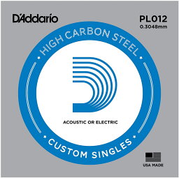 D'Addario PL012 アコギ／エレキギター兼用弦 Plain Steel 012 【バラ弦1本】 【 ダダリオ 】