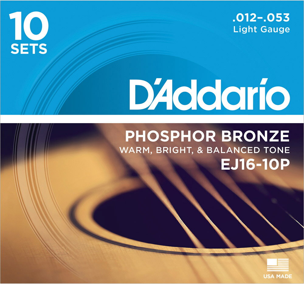 D'Addario EJ16/10P フォスファーブロンズ 12-53 ライト 10セット 