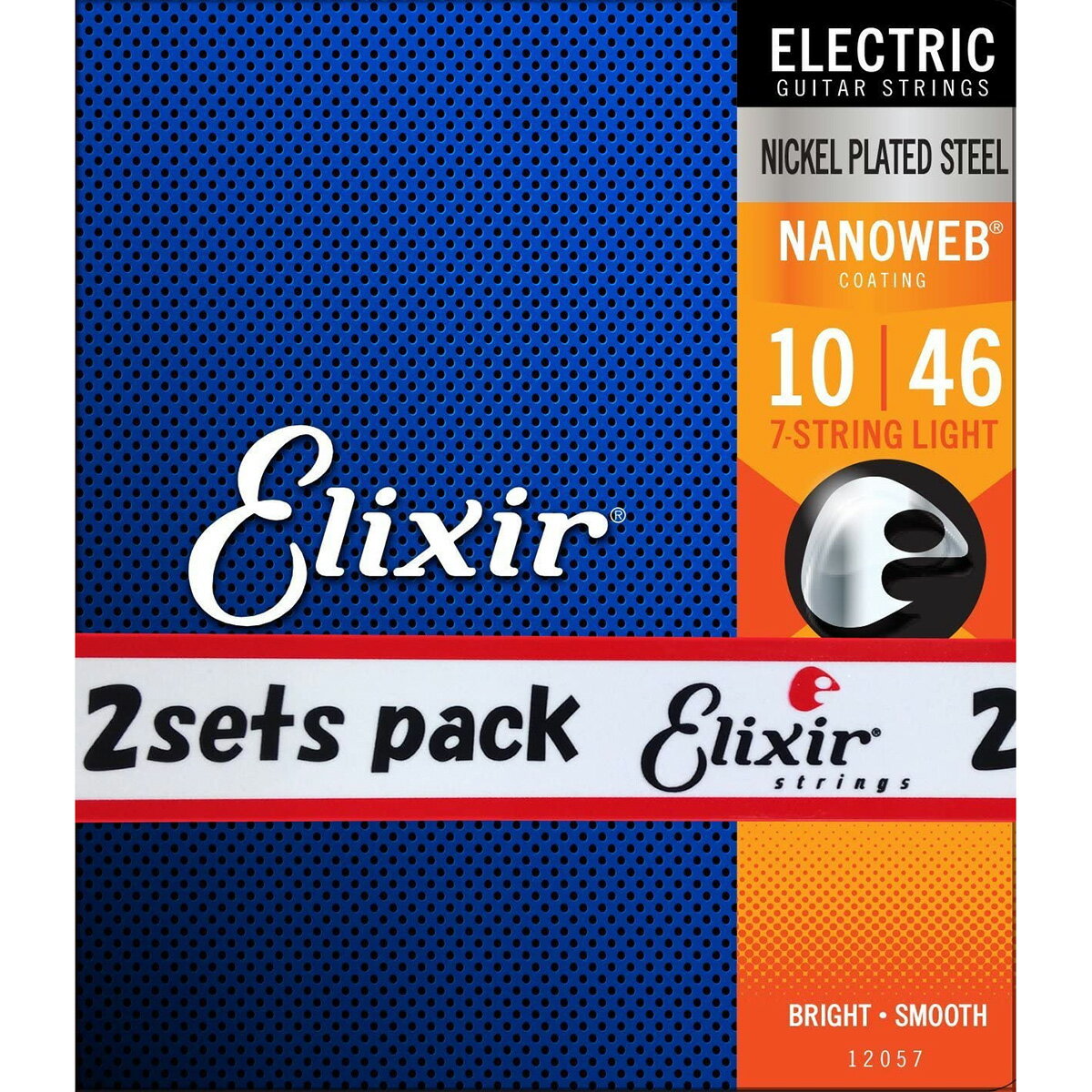 Elixir NANOWEB 10-56 7-String ライト 2セット ＃12057 エリクサー 7弦エレキギター弦 お買い得な2パック