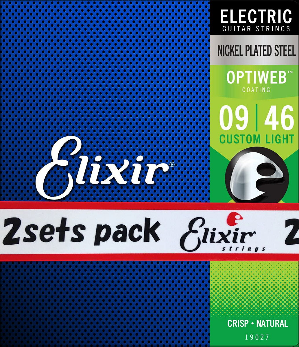 Elixir OPTIWEB 09-46 カスタムライト 2セット 19027 エリクサー エレキギター弦 お買い得な2パック
