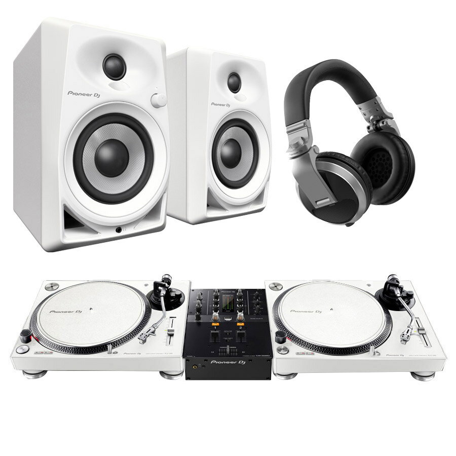 Pioneer DJ PLX-500-W + DJM-250MK2(ミキサー) + DM-40D-W(スピーカー) + HDJ-X5-S(ヘッドホン) DJセット パイオニア