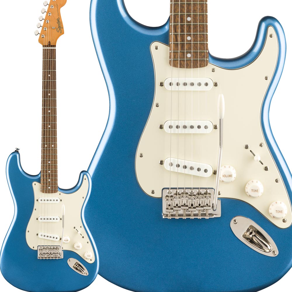 60年代に進化したStratocasterを記念する Classic Vibe ‘60s Stratocaster【特徴】フェンダーが開発したアルニコシングルコイルピックアップを3基搭載し、幅広いサウンドメイキングが可能です。ナロートールフレットを装備した9.5インチラジアス指板のCネックシェイプ、ヴィンテージスタイルのトレモロシステムなど、快適で表情豊かな演奏を実現するスペックを備えています。ヘッドやネックは60年代のStratocasterにインスパイアされた仕上げとなっており、本格的なオールドスクールの風格をまとっています。※撮影状態により本体の色味が若干異なります。画像のカラーサンプルを一度ご確認ください。※Squier by Fenderは中国製やインドネシア製など、生産ロットにより原産国が異なる場合がございます。また、複数の生産国の個体が在庫として混在している場合もございます。個体の選定や生産国のご指定はいただけませんので、予めご了承ください。【詳細情報】ボディ：Natoボディフィニッシュ：Gloss Polyurethaneボディシェイプ：Stratocasterネック：Mapleネックフィニッシュ：Tinted Gloss Urethaneネックシェイプ：”C” Shapeスケール：25.5” (648 mm)フィンガーボード：Indian Laurelフィンガーボードラジアス：9.5” (241 mm)フレットナンバー：21Frets Size：Narrow Tallナット：Boneナット幅：1.650” (42 mm)ポジションインレイ：White Dotトラスロッド：Head Adjustブリッジピックアップ：Fender Designed Alnico Single-Coilミドルピックアップ：Fender Designed Alnico Single-Coilネックピックアップ：Fender Designed Alnico Single-Coilコントロール：Master Volume, Tone 1. (Neck Pickup), Tone 2. (Bridge/Middle Pickup)ピックアップスイッチ：5-Position Blade: Position 1. Bridge Pickup, Position 2. Bridge and Middle Pickup, Position 3. Middle Pickup, Position 4. Middle and Neck Pickup, Position 5. Neck Pickupピックアップコンフィギュレーション：SSSブリッジ：6-Saddle Vintage-Style Synchronized Tremoloハードウェアフィニッシュ：Nickelチューニングマシーン：Vintage-Styleピックガード：3-Ply Parchmentコントロールノブ：Aged White Plasticストリング：Nickel Plated Steel (.009-.042 Gauges)ソフトケース付属JANコード：0885978064243【j_1909Fender】