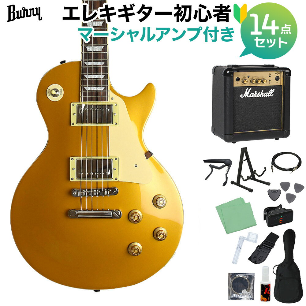 Burny SRLG55 Vintage Gold Top 初心者14点セット  レスポールタイプ エレキギター ゴールドトップ バーニー 