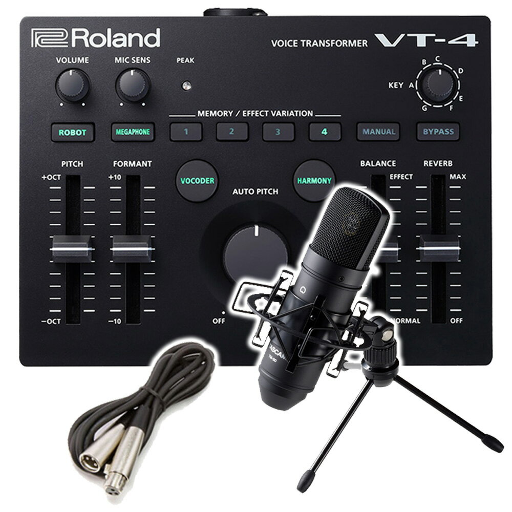 Roland AIRA VT-4 TASCAM製 高音質コンデンサーマイクセット（ブラック） 【VTuber ゲーム実況 歌ってみた 弾いてみた ボーカルエフェクター】 ローランド