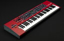 Nord Wave 2【特徴】Nord Wave 2 は、歴代の Nord Keyboard の中で最も自由度の高い音作りの性能を持つシンセサイザーで、その高いシンセサイズ能力を扱いやすいユーザーインターフェースによって、誰でも享受できるよう設計されています。バーチャルアナログ、ウェーブテーブル、FM、そしてサンプルと個性が異なる4つの音源を、完全に独立した 4 パートにアサインし、レイヤー、スプリットすることで、地を這うようなファットなベースから、重厚かつ拡がりのあるパッドに至るまで、キーボードプレイヤーが求められる多彩な音色をこの 1 台で演奏できます。【1.歴代の Nord Keyboard の中で最も自由度の高いシンセサイズ能力】Nord Wave 2 はバーチャルアナログ、ウェーブテーブル、FM、そしてサンプルの 4 つの音源を搭載しており、それぞれの音源の特性を生かした音作りができます。バーチャルアナログ音源では、シンプルな基本波形に加え、別波形との中間波形や、複数オシレーターのミックス、デチューン、シンクなど、豊富なバリエーションが用意されており、アナログシンセの特徴的なサウンドを作ることができます。ウェーブテーブル音源では、サンプルの元波形の読み出し順序を変え新たな倍音を生み出し、独特な音像を構成できます。また、FM 音源では2 4オペレーターを組み合わせ整数次・非整数次倍音を生み出すことができ、FM らしい金属的な響きや、スムーズに音色が変化するサウンドを作ることができます。また、1GB のメモリに、Nord Sample Library 3.0 の豊富なライブラリを自由に読み込むことができ、リッチなストリングスやマリンバ、ビブラフォンといった Clavia 社こだわりのライブラリや、正式なライセンス契約の元、制作されたメロトロン、チェンバリンのライブラリなど、必要とするライブラリをピックアップして本体に転送することができます。Nord Sample Editor 3.0 を使えば、自分で録音した音素材や、オーディオファイルから自分だけのライブラリを作ることができます。Nord Wave 2 はこれら4つの音源を自由に選び、最大4パートまでレイヤー、スプリットして音作りをすることができ、2つパートに近い音色をオクターブで重ね、ディケイの早い音を3パート目にアサインし、アタック感を強調したファットなベースや、テクスチャの違うパッドを4パート重ねた、壮大な拡がりのあるパッド音色まで様々なキャラクターのプログラムを作ることができます。【2.プレイヤーが音作りしやすいユーザーインターフェース設計】タイプの違う音源を 4 つ搭載していながら、その音色エディットはシンプルそのものです。オシレーターの豊富なバリエーションは、カテゴリノブとウェーブフォームノブで選択するだけ。リスト表示も可能です。加えて OSC コントロールノブでデチューンやシンクの度合いを設定するだけでオシレーターの設定は完了です。フィルターセクション、アンプエンベロープセクション、LFO やアルペジエーター、ボイスモードでは必要最小限のパラメーターが厳選されノブにアサインされており、迷うことなく音色エディットを行なえます。例えば、シンセサイザーの音作りではレイヤーを多用しますが、パネルの真ん中に位置するレイヤーセクションには LED を装備したフェーダーが 4 パート分用意されており、各パートの音量をひと目で確認できます。パートの ON/OFF、ミュートもパートのボタンで設定できます。また、複数パートをグループにして一括で音色エディットを行うグループモードも用意されており、ひとつのまとまりとしてフィルター、エンベロープ、アルペジエーター、LFO、エフェクトを一度にエディットできるなど、レイヤー音色のエディットを効率的に行えるよう設計されています。【3. リハにライブに 1 台、持ち運んで使える軽量コンパクト設計】Nord Wave 2 は 8.75kg と軽量かつコンパクトな設計ながら、61 鍵ウォーターフォール鍵盤を搭載し、種々のシンセ音色、ストリングス音色、さらにはピアノまでも 1 台で演奏することができます。複数の音色を最大 3 つの音域に分けて演奏するスプリット演奏も可能です。スプリットポイントの前後でクロスフェードをかけることもでき、スプリットポイントでの音色をスムーズに切り替えられます。また鍵盤はアフタータッチに対応しており、アフタータッチで任意のタイミングでビブラートをかたり、モーフ機能を使って種々のパラメーターの変化をアフタータッチにアサインできます。【詳細情報】■製品の仕様寸法 990(w) x 100(H) x 295(D) mm重量 8.75kg鍵盤 61 鍵ウォーターフォール鍵盤 アフタータッチ付・主な機能完全独立 4 パートシンセサイザーVolume / pan フェーダーでコントロール可能サンプル、バーチャルアナログ、ウェーブテーブル、FM 音源搭載最大同時発音数 48 音有機 LED ディスプレイ搭載(プログラム、オシレーターセクション)1GB の Nord Sample Library 3.0 用メモリ入れ替え可能なサンプル61 鍵ウォーターフォール鍵盤(アフタータッチ付き)・パフォーマンスアドバンスドアルペジエーター(ポリフォニックトリガーモード付き)リズミックなゲートエフェクトインパルスモーフィングによるモーフコントロールアルペジエーター、LFO、エフェクトをマスタークロック同期できるビブラート(3 タイプのディレイ設定、ホイール・アフタータッチへのアサイン可能)・オシレーターアナログ:ベーシック波形、シェイプ、マルチ、シンク、ノイズ(16 タイプのオシレーター)サンプルウェーブテーブルアドバンスド FM 音源(正次倍音、非正次倍音)トゥルーユニゾンモード・モジュレーションLFO(5 タイプの波形)フレキシブルなシンク、ルーティング設定AD/AR エンベロープ・アンプADSR アンプエンベロープトランジェントアタックモード・フィルター12, 24dB/Oct ローパスフィルター、ローパス M、バンドパスフィルター、ハイパスフィルター、ローパス+ハイパスフィルターフィルタードライブADSR エンベロープ・エフェクトFX セクション(トレモロ、パン、リングモジュレーター、コーラス、アンサンブル、バイブ)EQ セクション(ドライブ付き)ディレイセクションリバーブセクション(5 タプ、ダーク・ブライト・コーラルモード)JANコード：0834035001523【nord2007_kw】