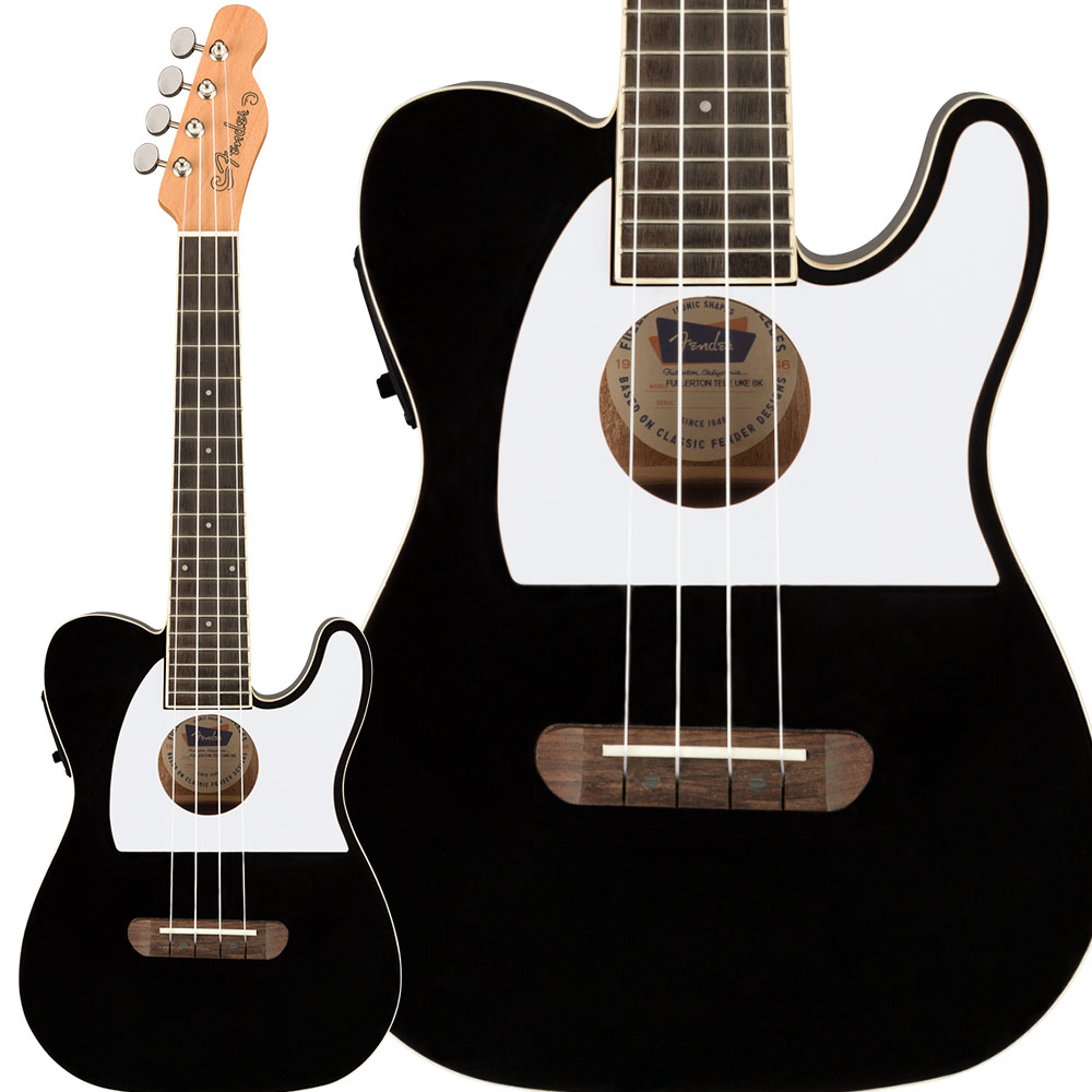 Fender Fullerton Tele Uke Black ウクレレ コンサート ピックアップ付き エレキウクレレ フェンダー